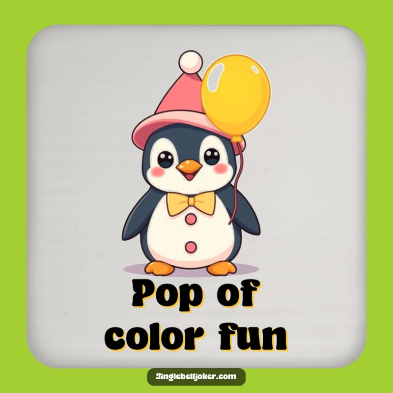 Funny Kawaii Clown Penguin Drink Coaster: Playful Protection - Hilarious Funny Gift!