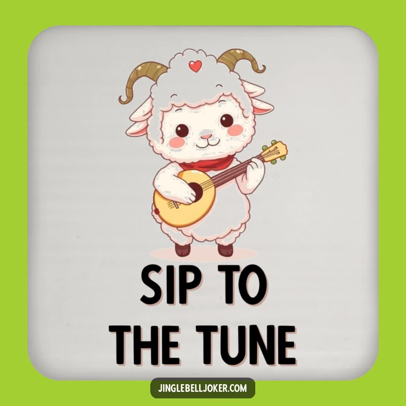 Funny Sheep Jester Drink Coaster: Protect Surfaces with Fluffy Lute Player's Charm