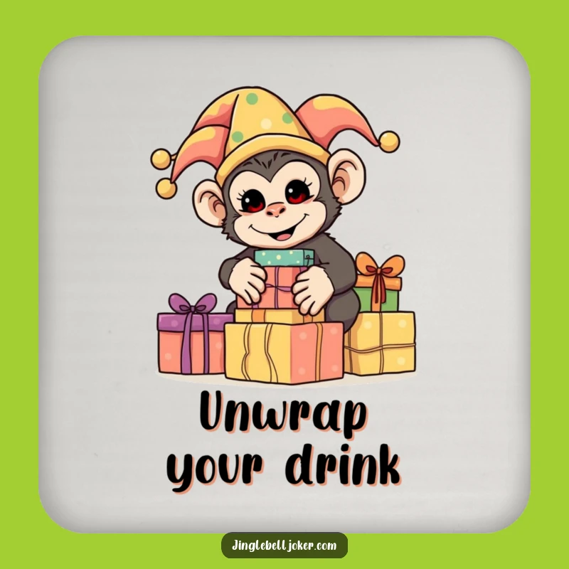 Funny Monkey Jester Coaster: Protect Surfaces With Stacking Presents