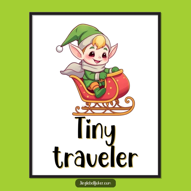 Funny Elf Sleigh Ride Poster: Holiday Joker Art - A Whimsical Funny Gift Print