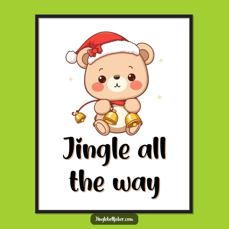 Funny Kawaii Bear Christmas Poster: Festive Wall Art