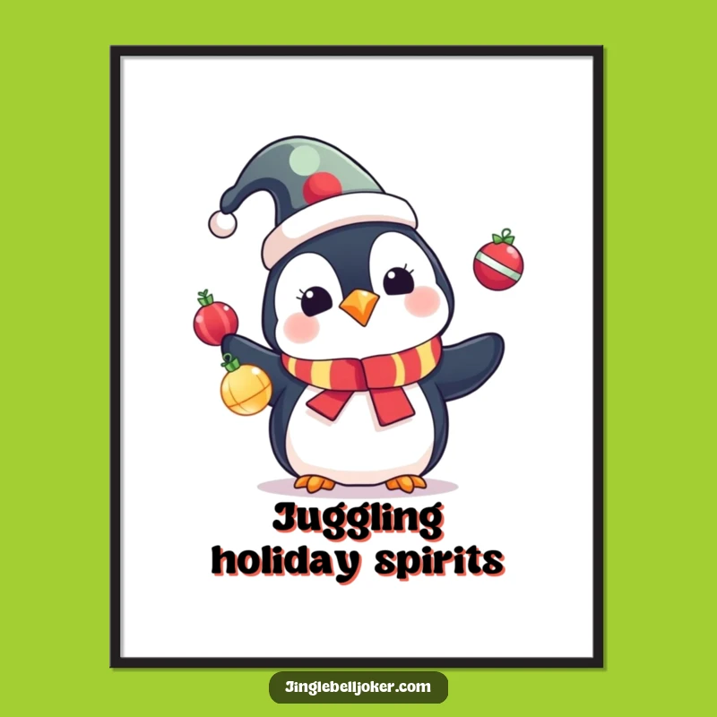 Funny Penguin Jester Poster: Festive Wall Art for Holiday Laughs