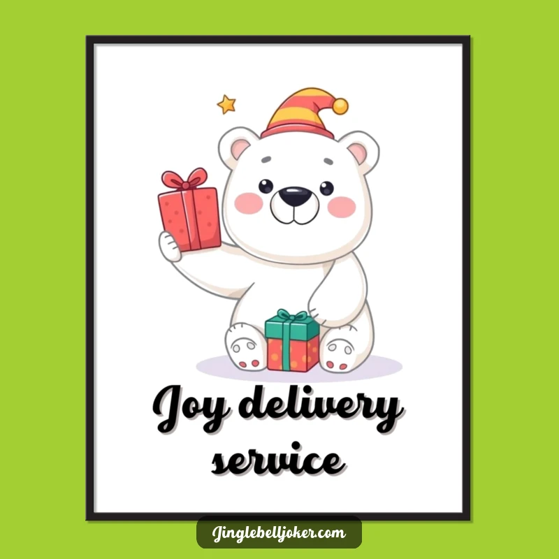 Funny Polar Bear Jester Poster: Festive Wall Art for Instant Joy!