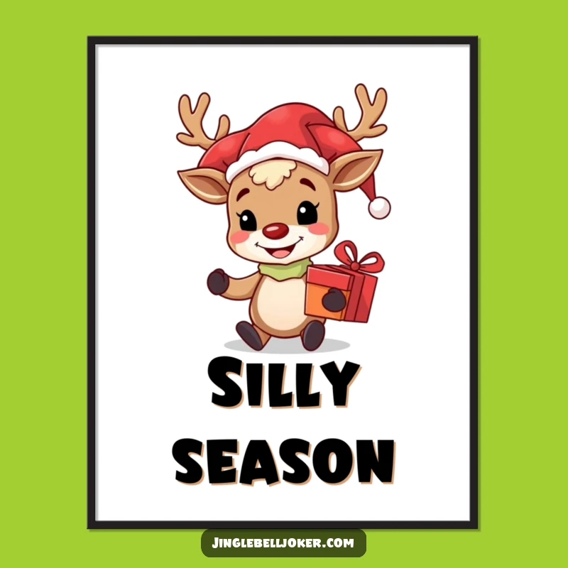 Funny Reindeer Jester Poster: Holiday Joker Art - A Whimsical Funny Gift Print