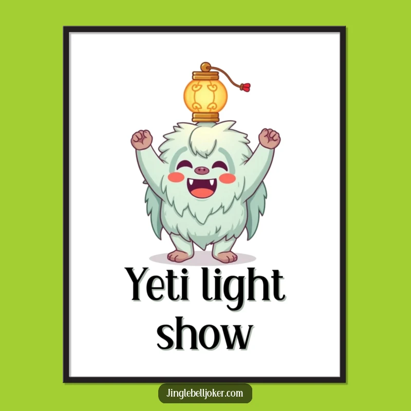 Funny Yeti Poster: Balancing Lantern Joker, Inspiring Quirky Funny Gift