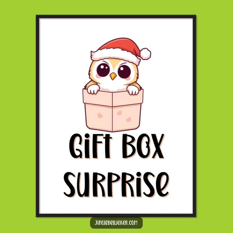 Funny Kawaii Owl Santa Poster - Festive Wall Decor for Holiday Smiles
