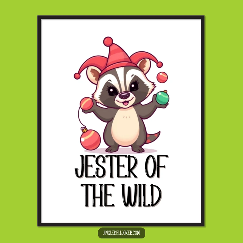 Funny Badger Jester Poster: Hilarious Holiday Art for Festive Walls