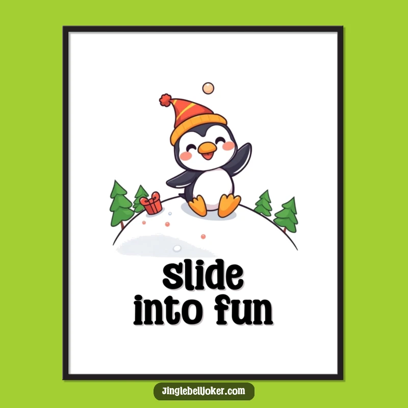 Funny Penguin Jester Poster - Hilarious Winter Art Print for Walls