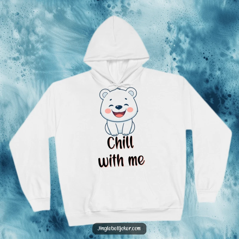 Funny hoodie featuring a happy polar bear with a wide grin, perfect for cozy, cheerful days.