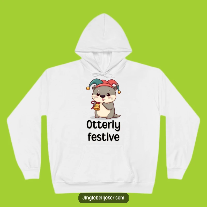 Funny Otter Jester Hoodie: Cozy Festive Fun With Bell Ringing