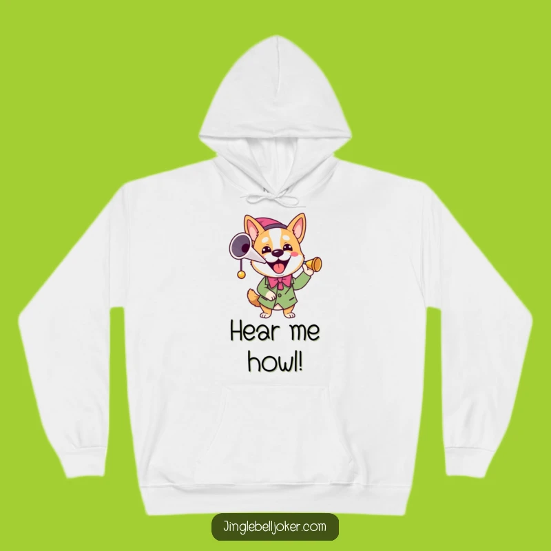 Funny Joker Dog Hoodie: Cozy Up with This Enthusiastic, Horn-Blowing Canine!