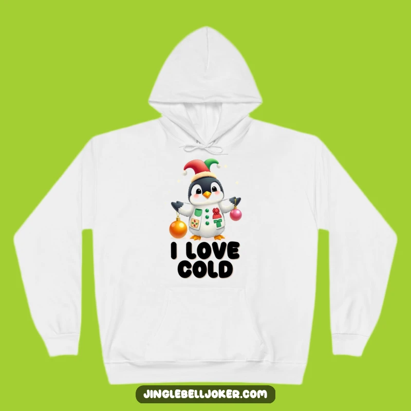 Funny Penguin Jester Hoodie: Cozy & Festive Holiday Juggling Wear