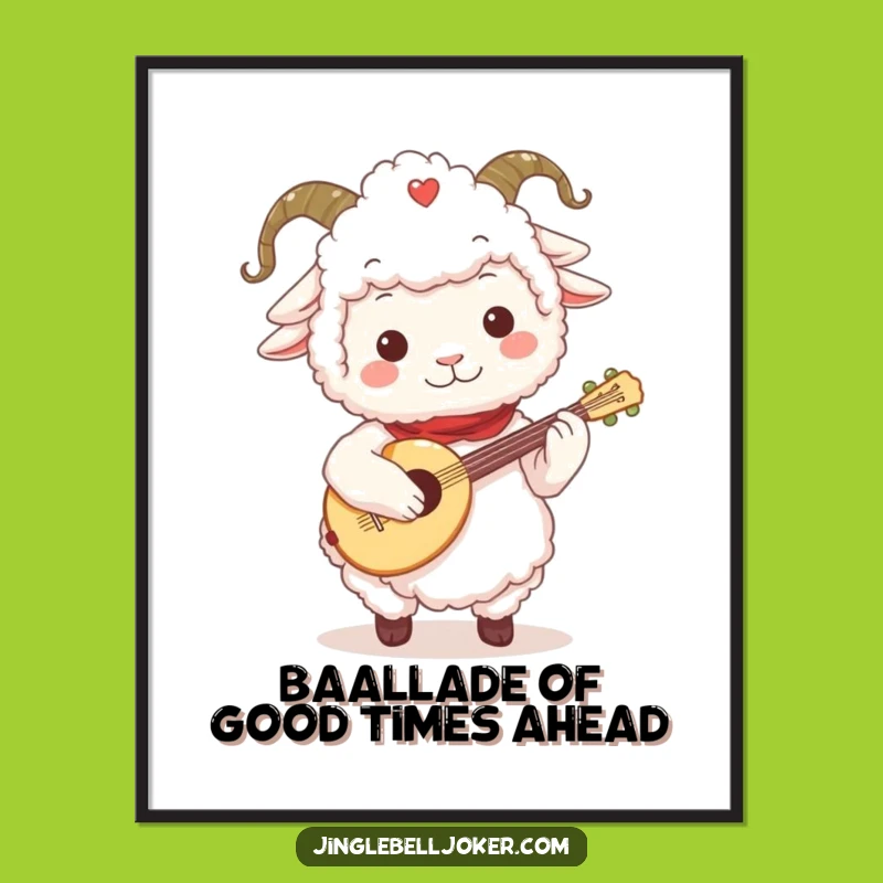 Funny Free Printable Wall Art: Jester Sheep Playing Lute, Downloadable Quirky Decor