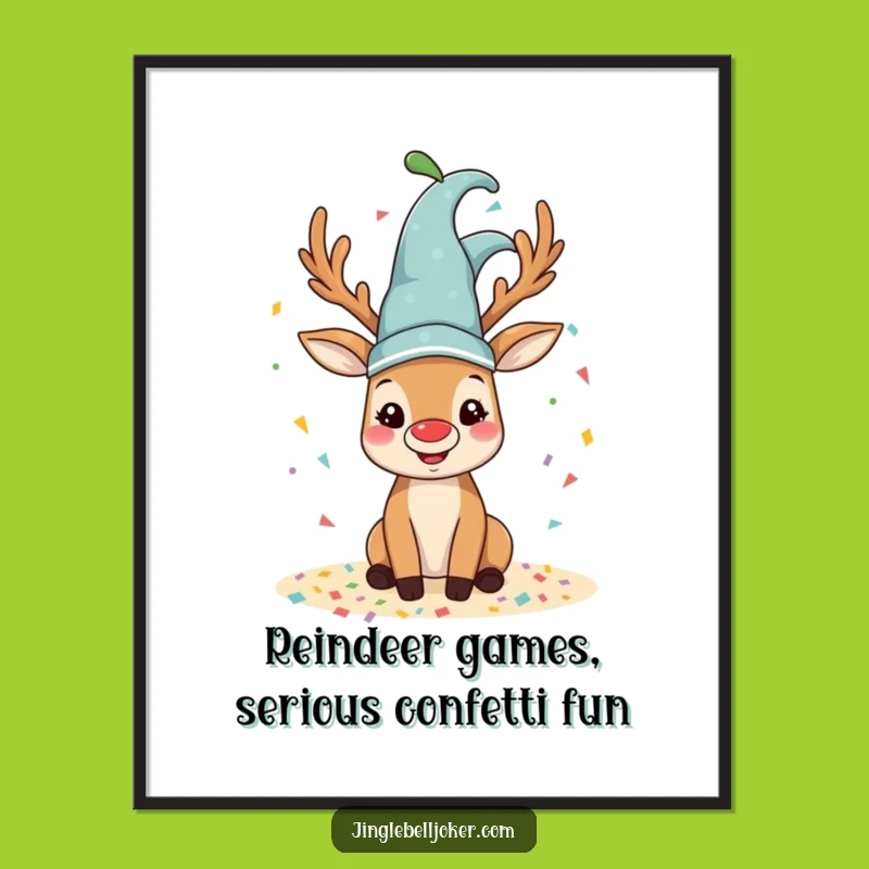 Free Printable Funny Reindeer Wall Art: Jester Confetti Decor