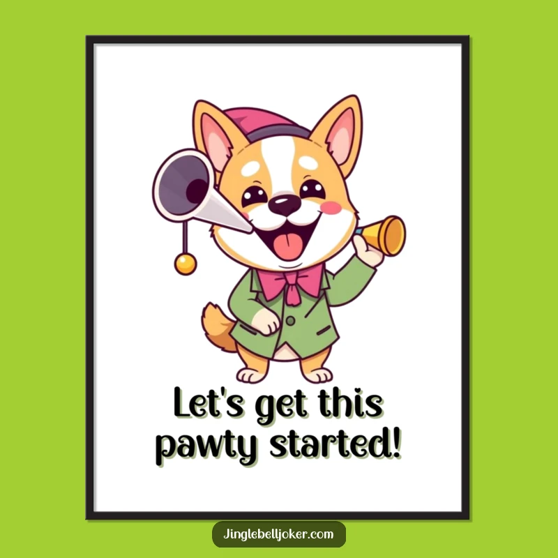 Free Printable Joker Dog Wall Art: Fun Horn-Blowing Canine Downloadable Decor