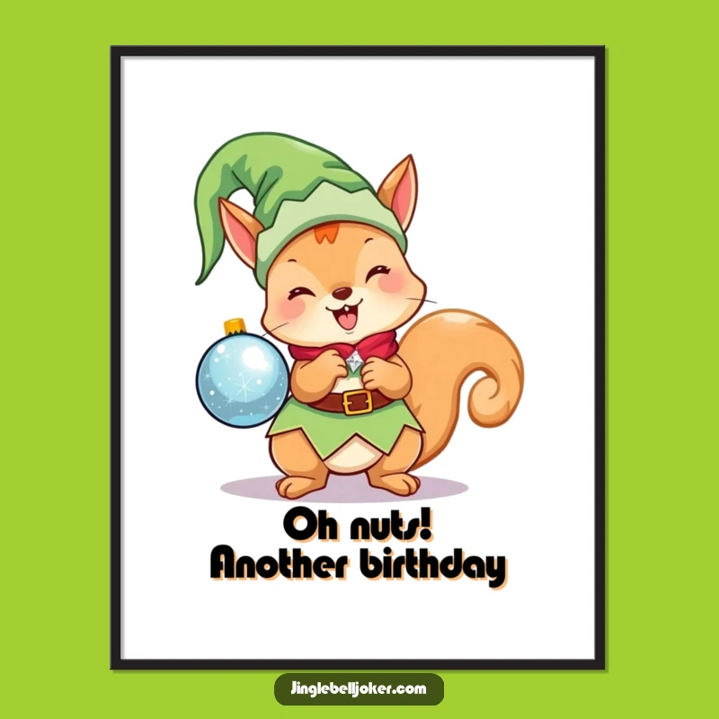 Free Printable Wall Art: Funny Elf Squirrel Holiday Decor Downloadable