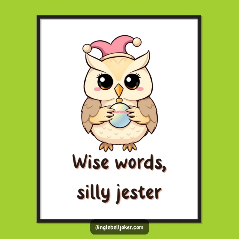 Funny Free Printable Wall Art: Jester Owl Character Humorous Downloadable Decor
