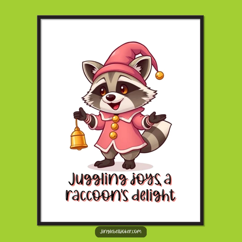 Funny Free Printable Wall Art: Jester Raccoon's Bell Show - Whimsical Downloadable Decor