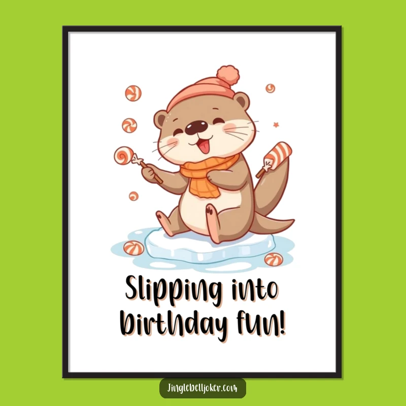 Funny Free Printable Wall Art: Otter Juggling Candies, Hilarious Downloadable Decor