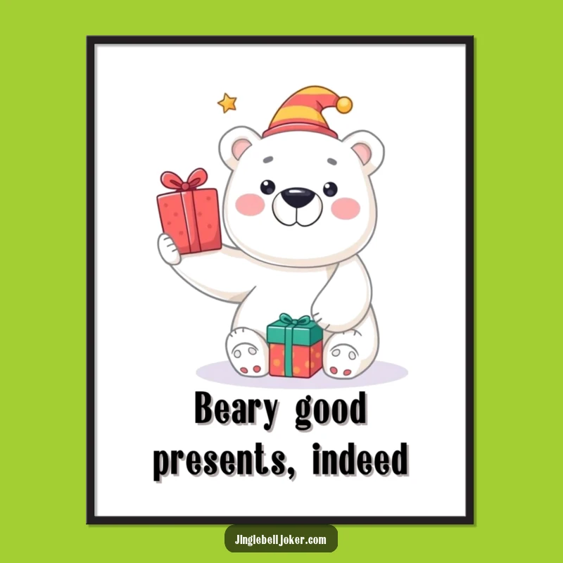 Funny Printable Wall Art: Jester Polar Bear Gift Toss, Free Downloadable Decor
