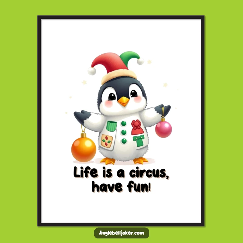 Free Printable Penguin Jester Art - Hilarious Downloadable Wall Decor Gift