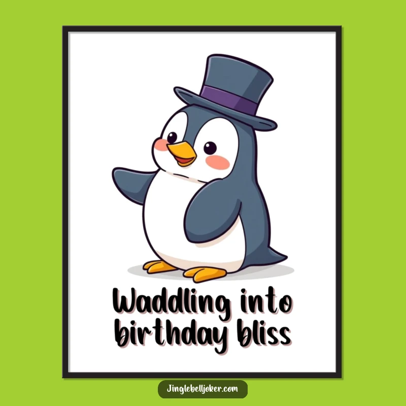 Free Printable Wall Art: Penguin Balancing Hat, Hilarious Downloadable Decor Gift