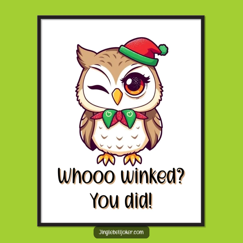 Free Printable Wall Art: Jester Owl's Winking Glitter Downloadable Art