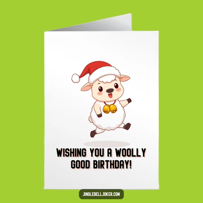 Free Printable Birthday Card: Merry Santa Sheep Birthday Downloadable
