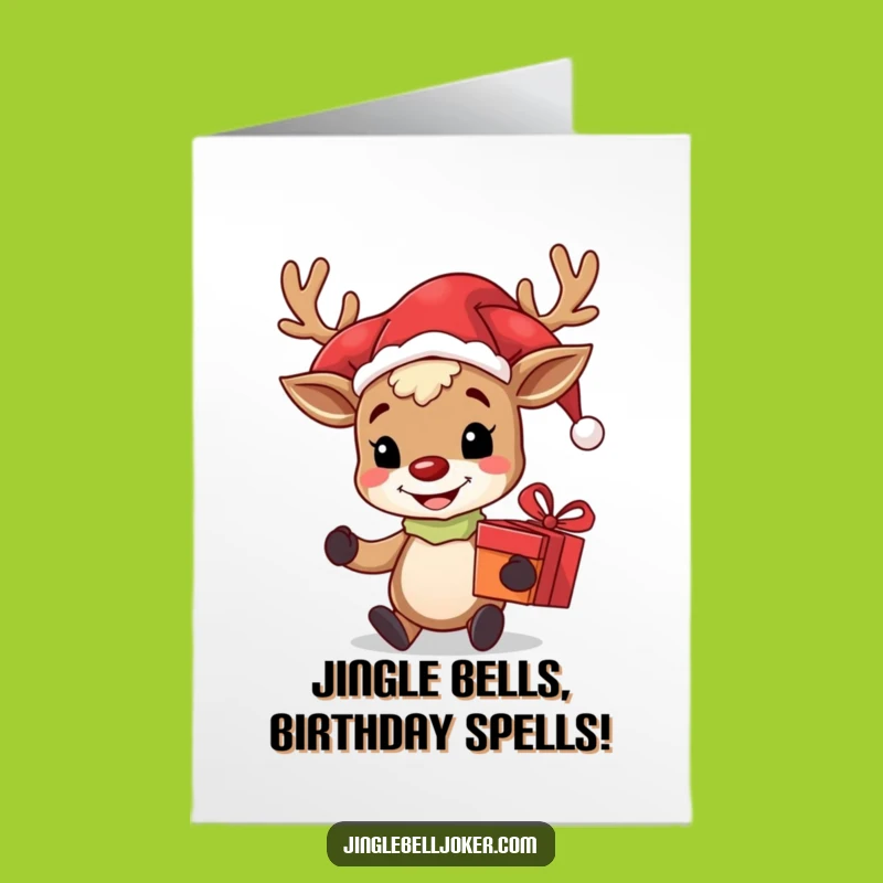 Free Printable Reindeer Jester Birthday Card: Funny Downloadable Gift for a Merry Celebration