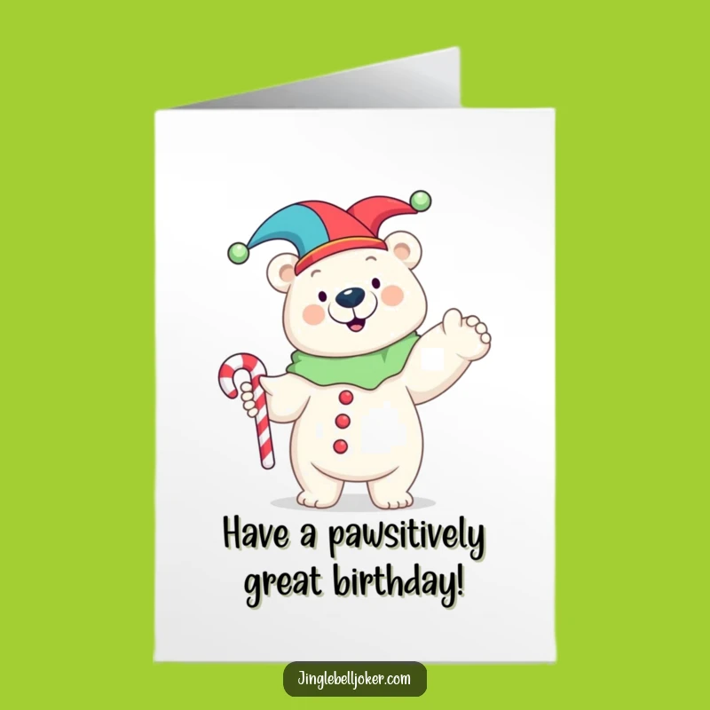 Free Printable Funny Polar Bear Jester Card - Hilarious Birthday Downloadable Gift