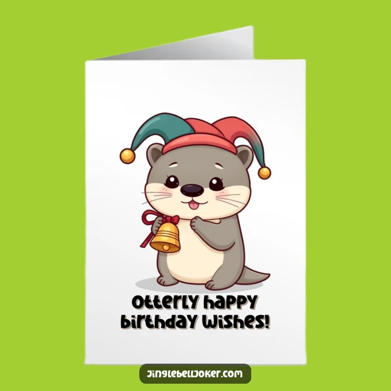 Free Printable Otter Jester Birthday Card: Merry Downloadable Gift for a Cheerful Celebration!