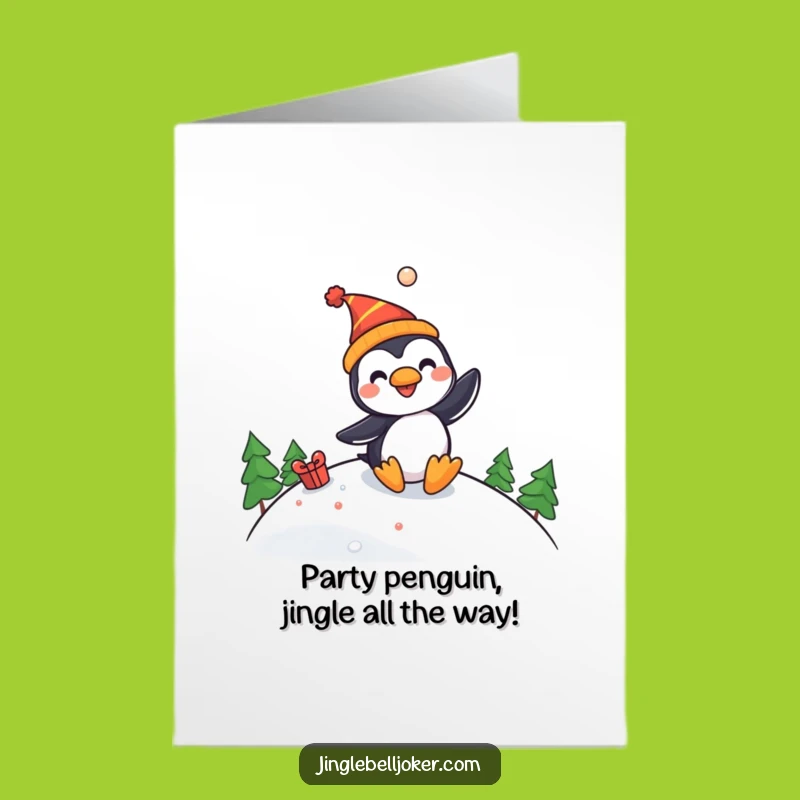 Free Printable Penguin Jester Birthday Card - Funny Downloadable Gift for Him or Her