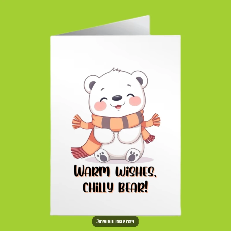 Cozy Free Printable Birthday Card: Giggling Polar Bear Festive Scarf Fun