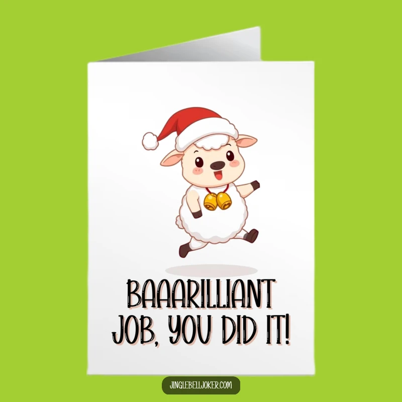 Free Printable Congrats Card: Jolly Santa Sheep Celebration Downloadable