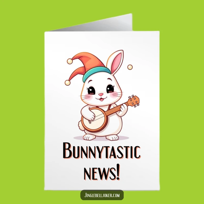 Free Printable Congrats Card: Jester Bunny's Banjo Bash, Joyful Downloadable Greeting