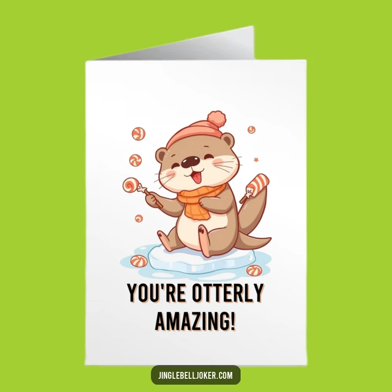 Free Printable Congrats Card: Otter's Juggling Mishap, Funny Downloadable Celebration