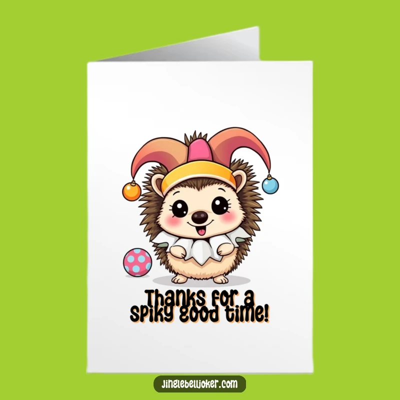 Free Printable Jester Hedgehog Thank You Card - Funny Downloadable for Gratitude