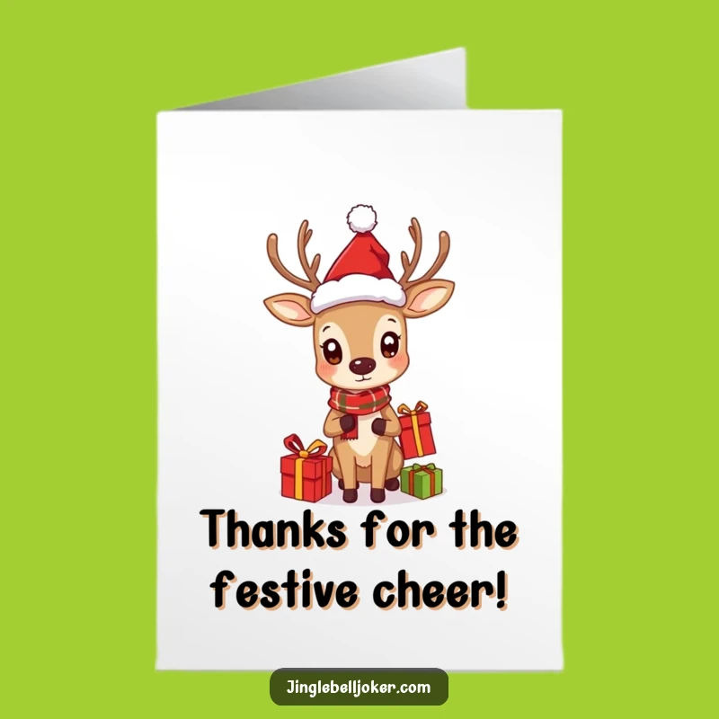 Free Printable Thank You Card: Deer Juggling Gifts, Funny Downloadable Appreciation Gift