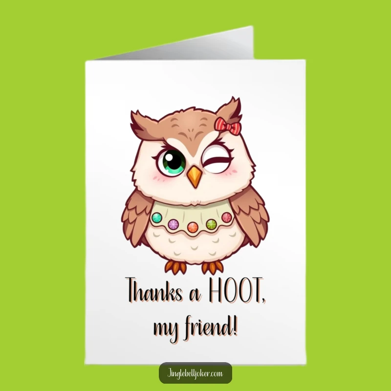 Free Printable Thank You Card: Jester Owl Glittery Thanks Funny Downloadable Gift
