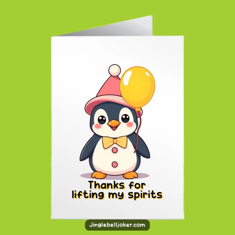 Free Printable Thank You Card: Kawaii Penguin Clown Colorful Thanks