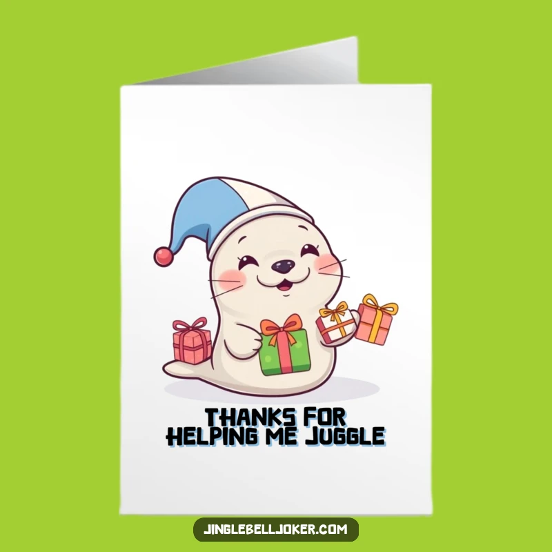 Hilarious Free Printable Thank You Card: Juggling Seal's Gratitude Downloadable Gift