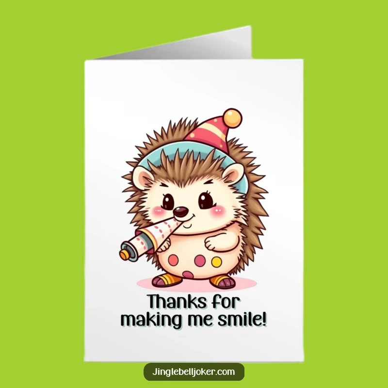 Free Printable Thank You Card: Festive Clown Hedgehog Thanks Downloadable