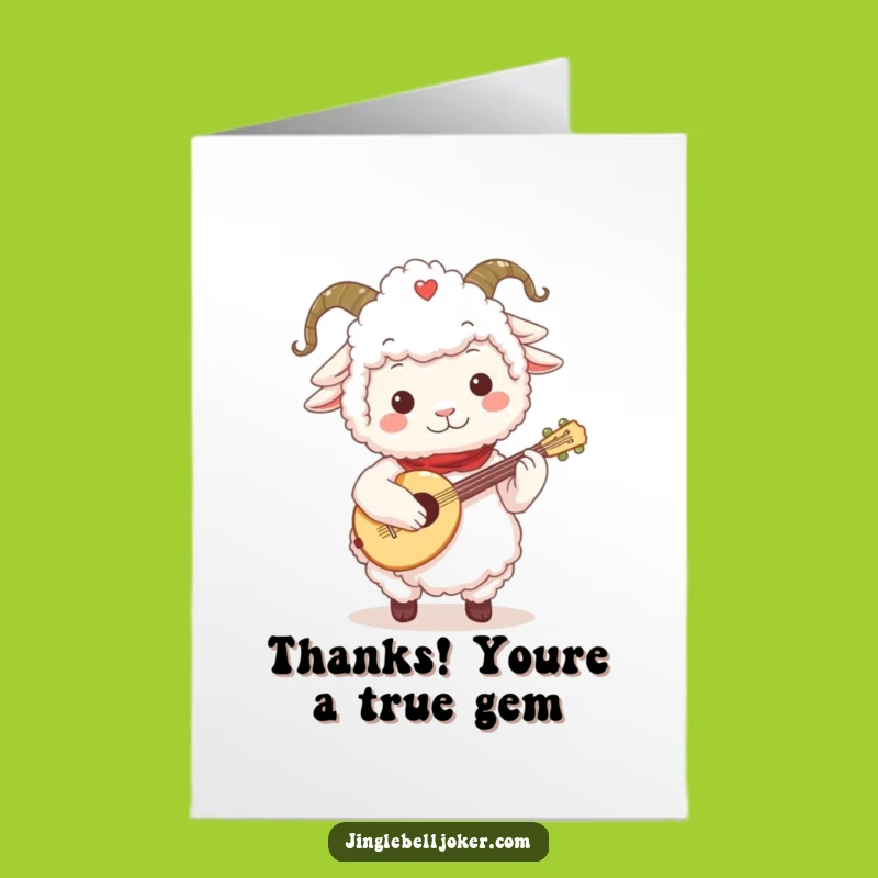 Free Printable Thank You Card: Jester Sheep Lute, Downloadable Grateful Melody Art