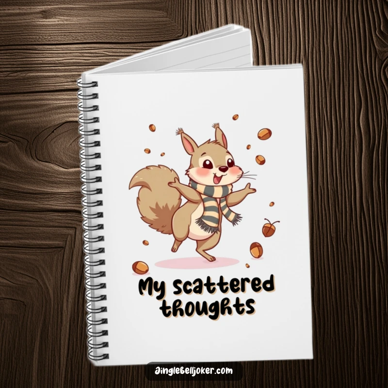 Funny Notebook: A squirrel cartwheels, scattering acorns like confetti, a humorous cover for taking notes.
