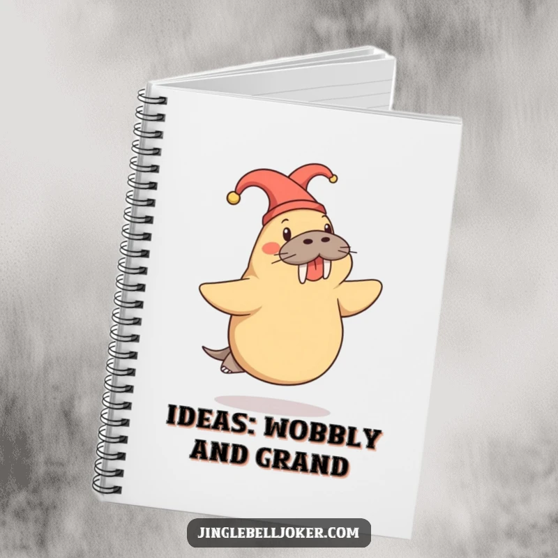 Funny Walrus Notebook: Cheerful walrus in a jester hat doing a playful skip, for jotting down notes.
