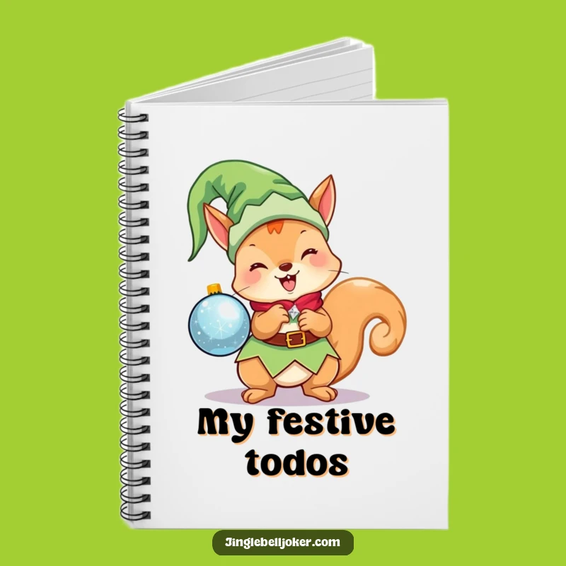 Funny Kawaii Elf Squirrel Notebook: Cute Christmas Character, Journal Funny Gift