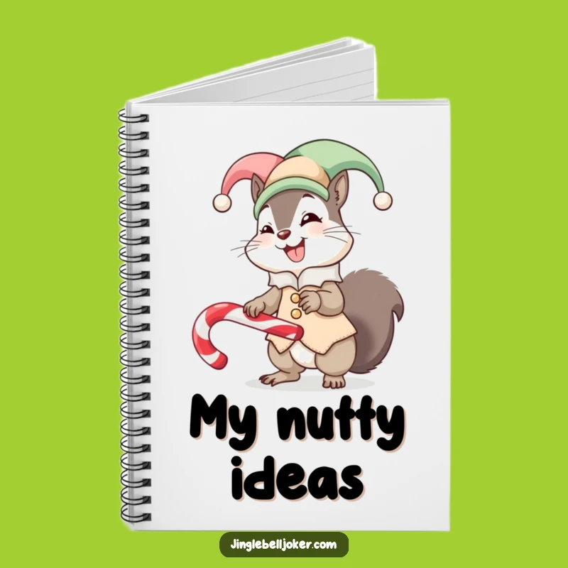 Funny Squirrel Jester Notebook Jot Down Laughs Balance Candy Cane Gift