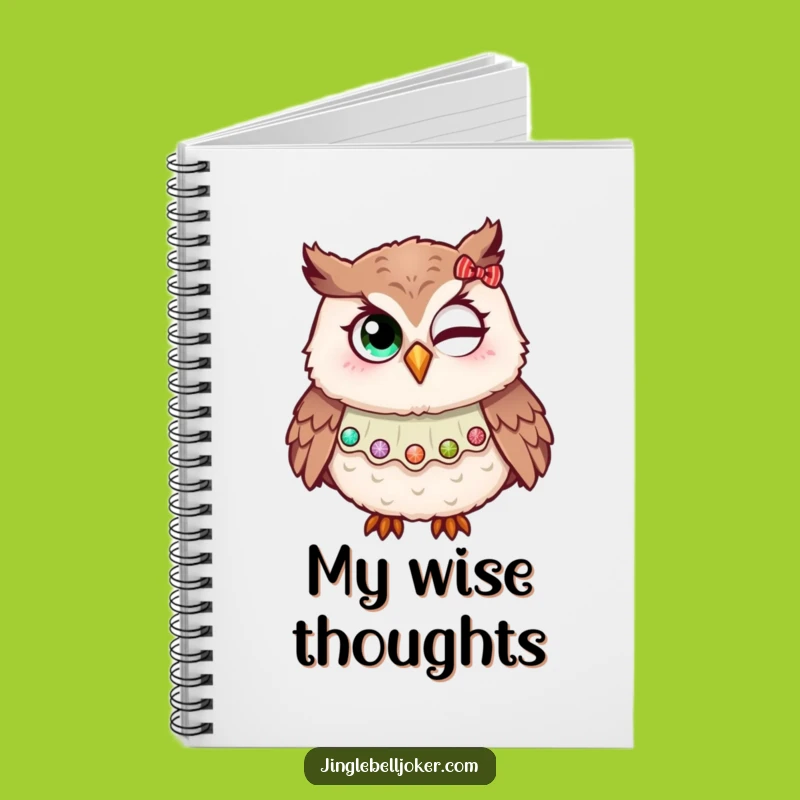 Funny Owl Jester Wink Notebook Journal Holiday Glitter Festive Humor Gift