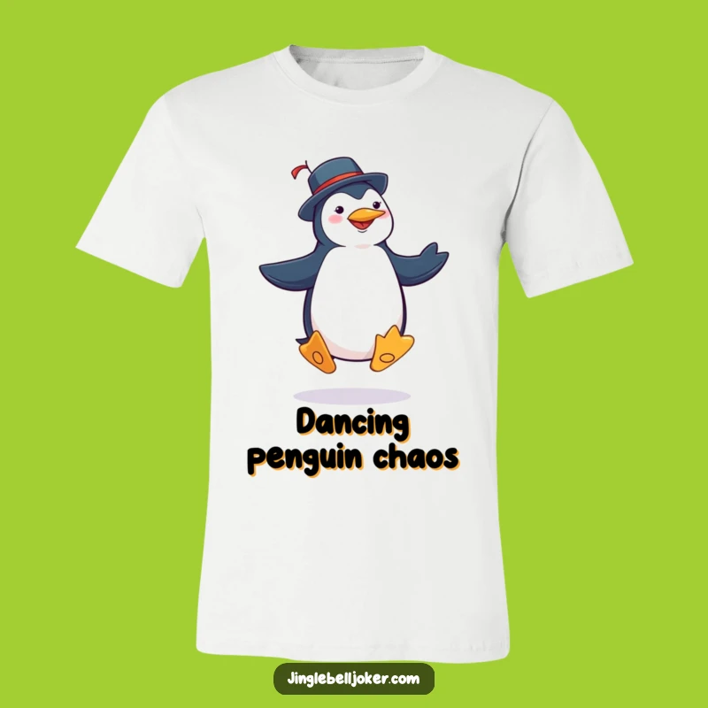 Funny Penguin Joker T-Shirt: Silly Jig Dance Tee for Comical Vibes