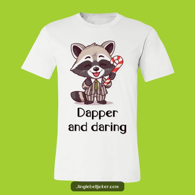 Funny Raccoon Candy Cane T-Shirt: Hilarious Holiday Joker Tee